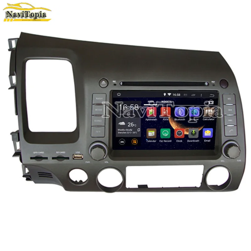 Top NAVITOPIA 4G RAM 64G ROM PX6 Android 9.0 Car DVD Multimedia Player GPS Navigation for Honda Civic left driving 2006-2011 2