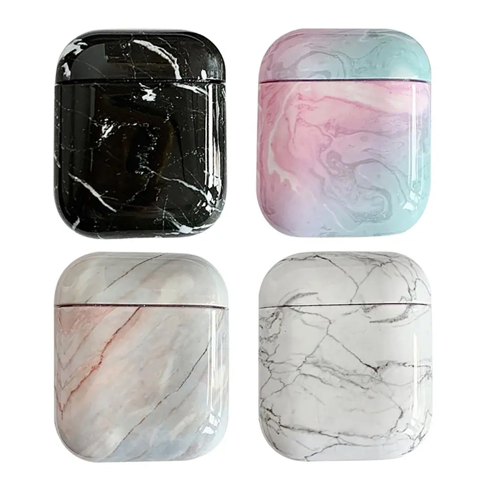 

Simple Marble Style Wireless Bluetooth Earphone Case For Apple Luxury Marble Hard Case Headset Protective Cover for Airpods 1/2