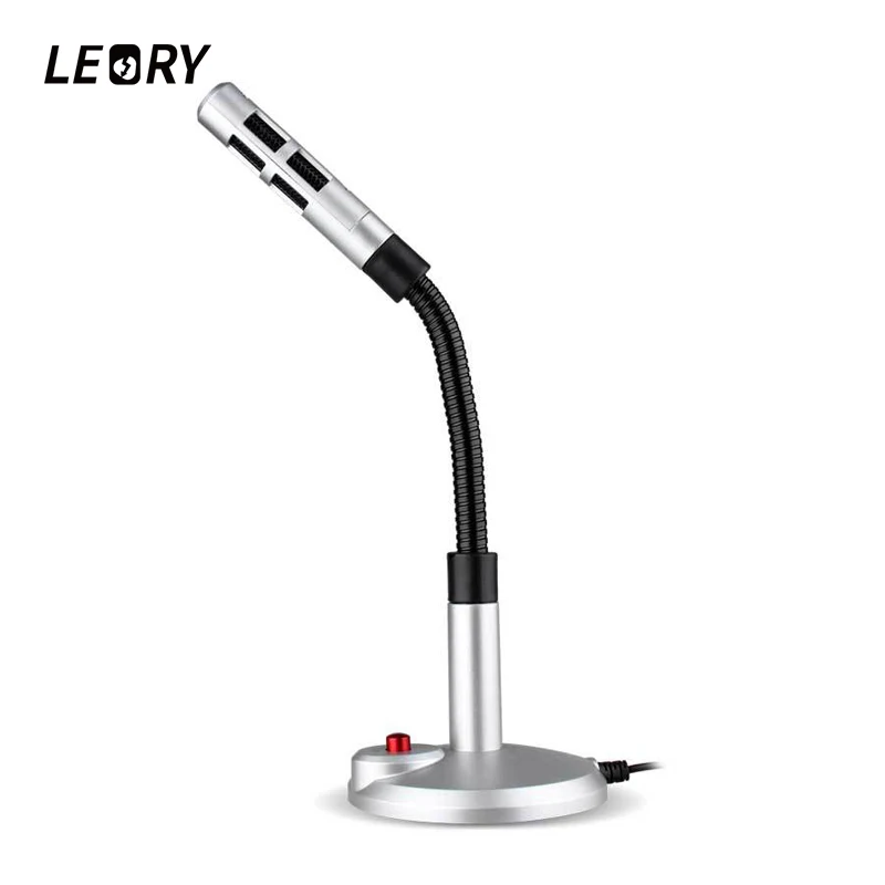 

LEORY Professional 3.5mm Wired Stereo Desktop Microphone Flexible Condenser Gooseneck Microphones Mic For PC Laptop Studio KTV