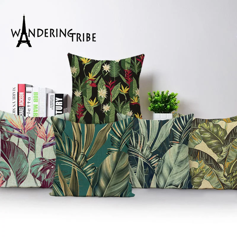 Tropical Print Decoration Throw Pillow Case Jungle Home Decor Cushions