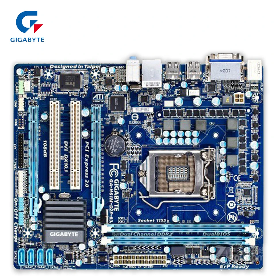 Gigabyte GA-H61M-D2P-B3 Original Used Desktop Motherboard H61M-D2P-B3 H61 LGA 1155 i3 i5 i7 DDR3 16G Micro-ATX gigabyte ga h61m s1 micro atx lga 1155 ddr3 motherboard blue silver