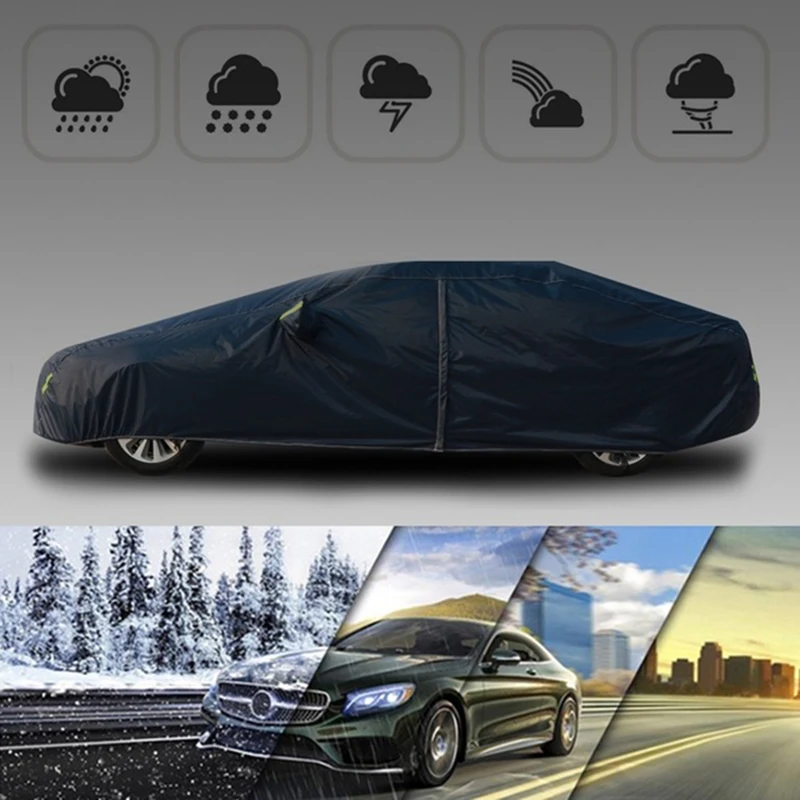 Universal Full Car Covers Snow Ice Dust Sun UV Shade Cover Dark Blue Auto Car Outdoor Protector Cover Auto Exterior Accessories