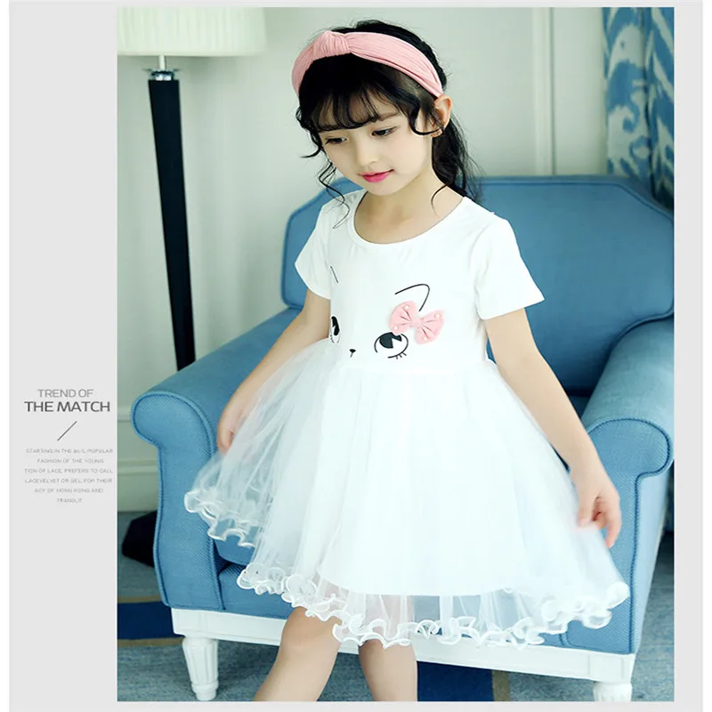 Детские платья для девочек; белое хлопковое платье принцессы; vestido infantil; одежда для малышей; вечерние платья для девочек; летнее платье с принтом животных;