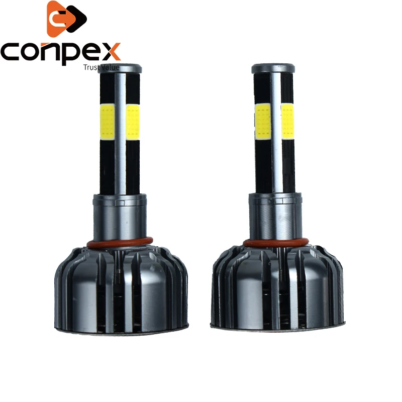 

2pcs Car Headlight Bulbs LED 12V H4 H7 H11 LED canbus Car Lights two ways vortex air cooling system four sided LED lamp beads