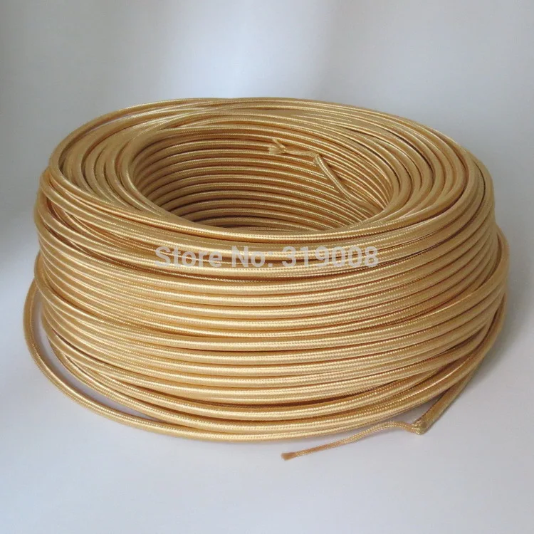 2 core light gold electrical wire textile cable fabric cable cotton