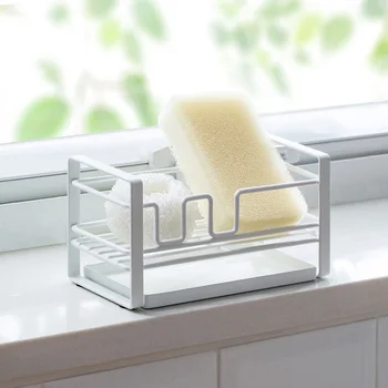 

Creative Metal Sponge Storage Rack Detachable Drain Plate Anti-slip Sundries Soap Holder Kitchen Organizer Tools Home Supplier