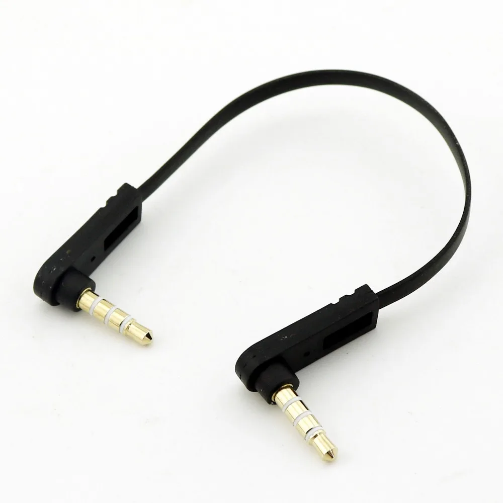 

1x 3.5mm 4pole Male to 3.5mm 4pole Male Right Angled Stereo Audio Flat Wire M/M Extension Connector Cable 15cm