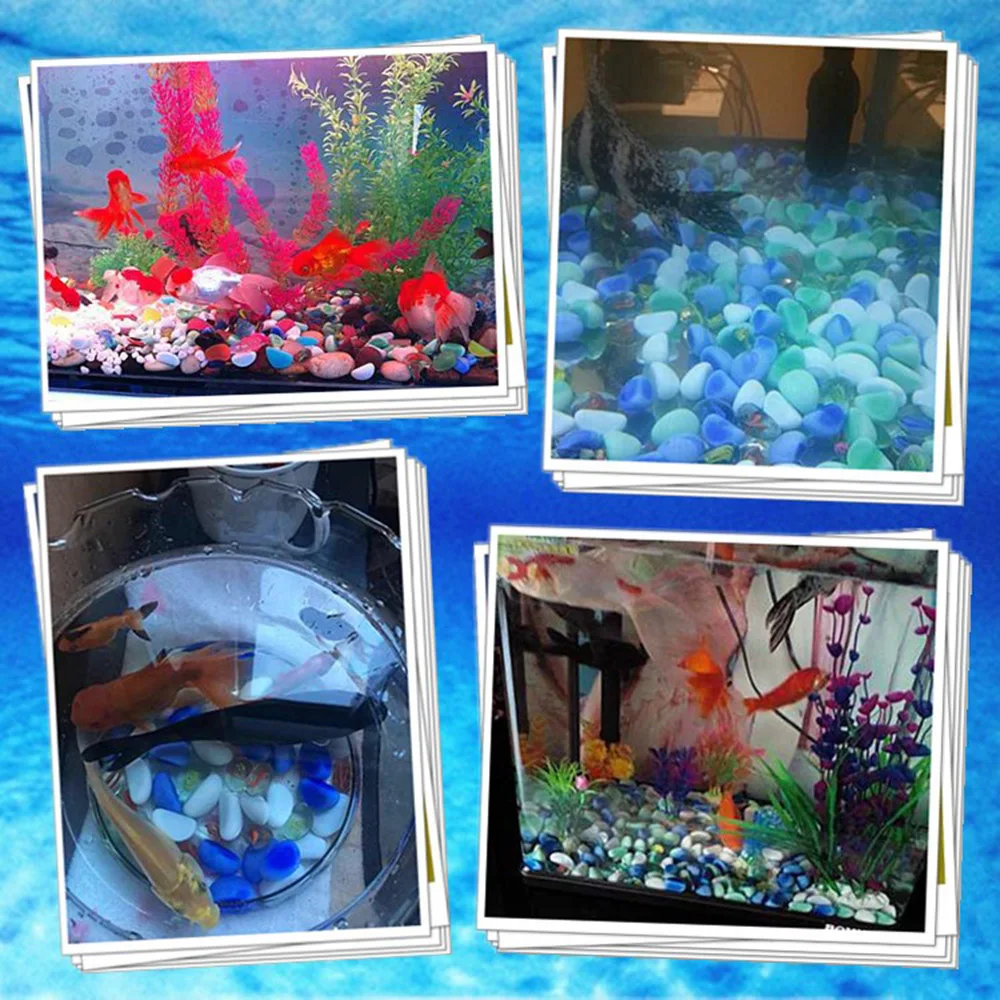 ZXZ Colorful Pebbles Flat Beads Stones Glass Nugget For Fish Tank Aquarium Decor Landscaping