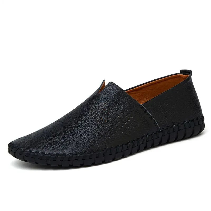 VANCAT/мужские туфли из натуральной кожи больших размеров Черные слипоны лоферы из натуральной кожи мужские мокасины обувь итальянского дизайнера - Цвет: Breathable black