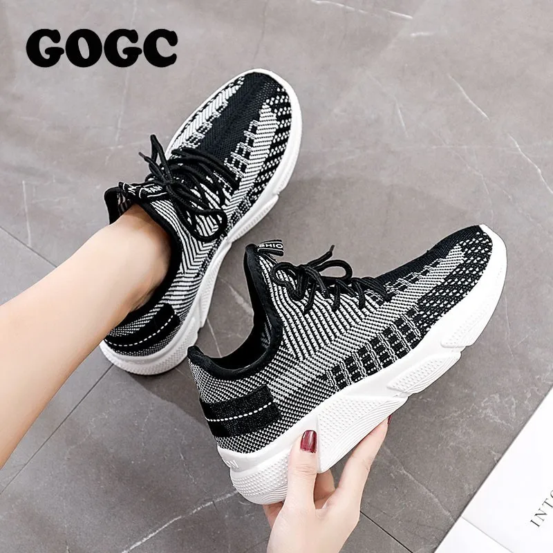Billig GOGC Sommer Frau Turnschuhe mesh Schuhe Weibliche plattform Lace Up Kausalen Schuh für Frauen korb femme Frauen Flache Schuh 691