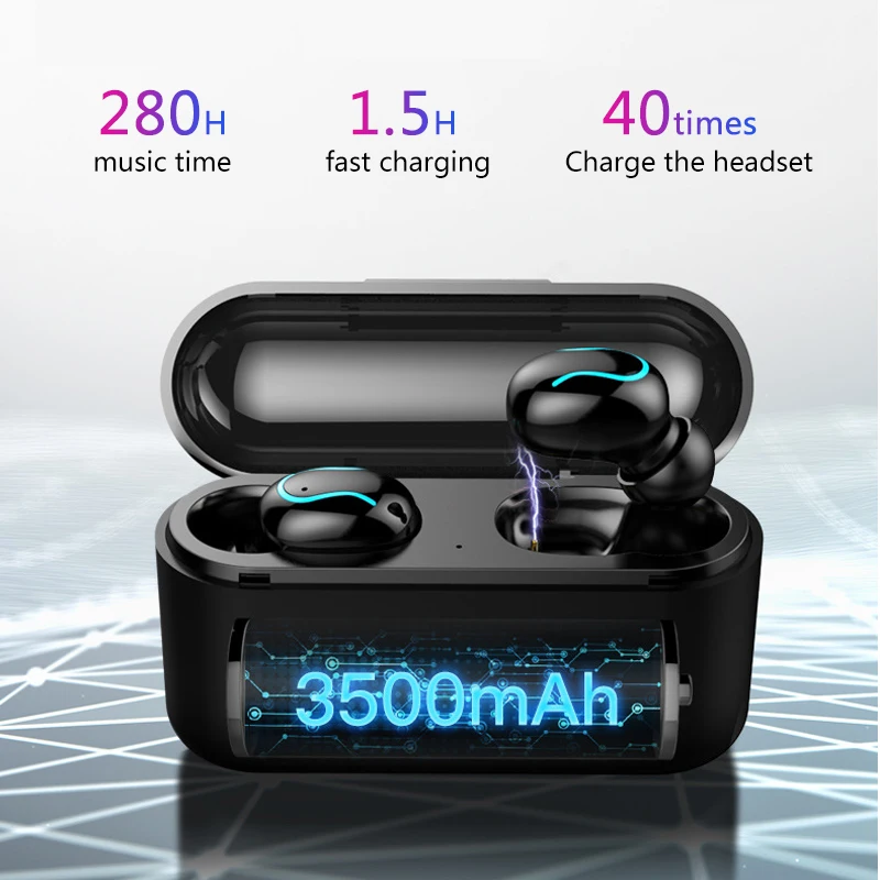 Беспроводные Bluetooth 5,0 наушники TWS гарнитуры 8D стерео гарнитура спортивные музыкальные наушники с 3500 мАч power Bank для Xiaomi iPhone