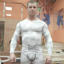 Новые мужские компрессионные колготки для бега тренировки фитнес-Тренировка камуфляж с длинным рукавом рубашки тренажерный зал футболки Рашгард мужской