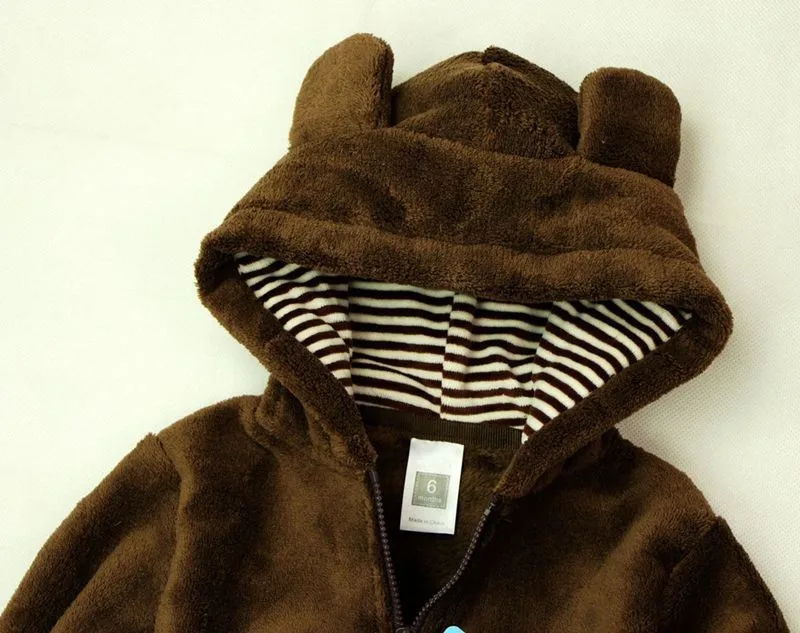 Autumn Winter Baby Rompers Bear style baby coral fleece brand Hoodies Jumpsuit baby girls boys romper newborn toddle clothing 8