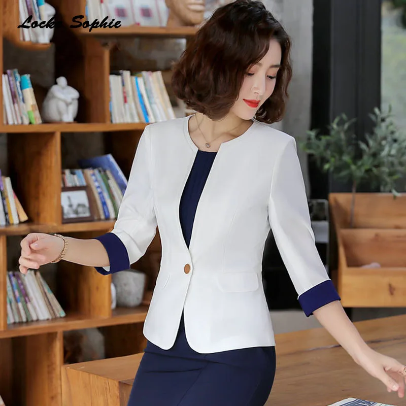 

1pcs Women's Plus size Blazers coats 2019 Autumn cotton Splicing Single button Small Suits jackets ladies Skinny Blazers Suits