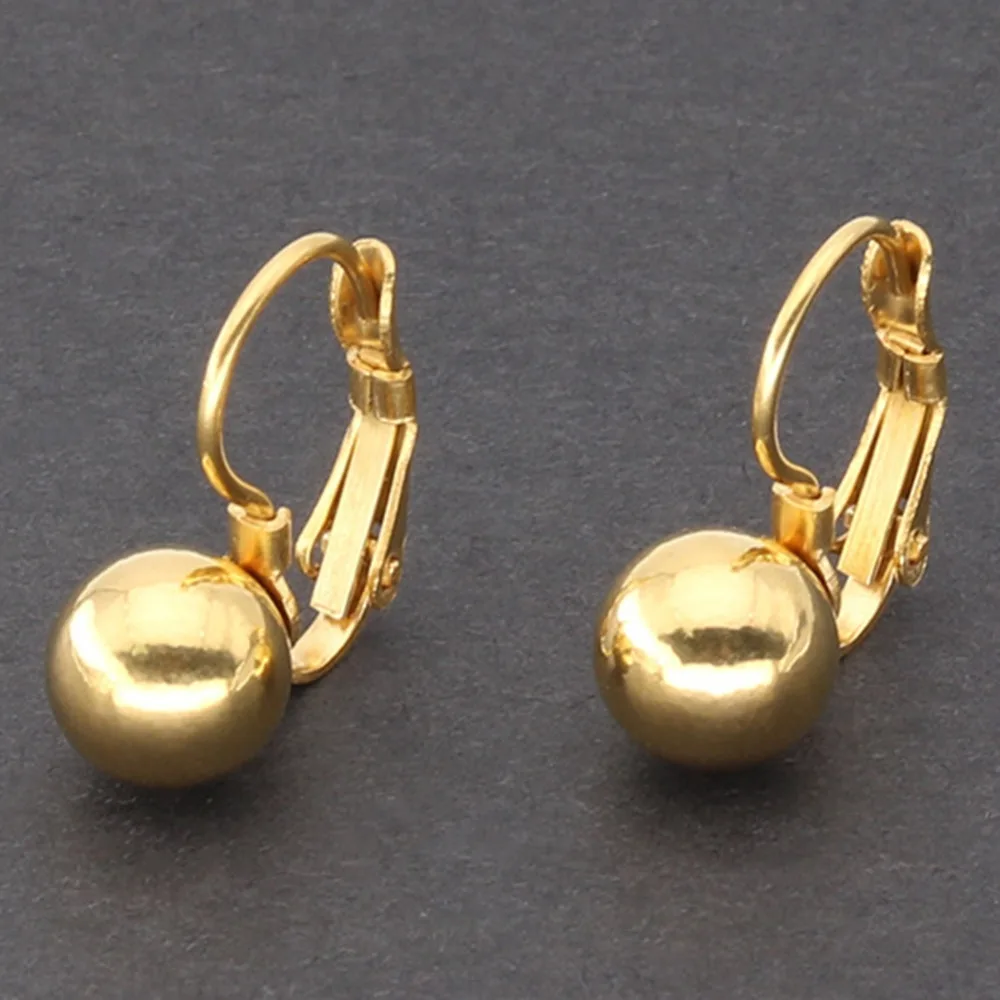 Fashion Women Double Balls Earring Studs Silver Gold Black Stainless