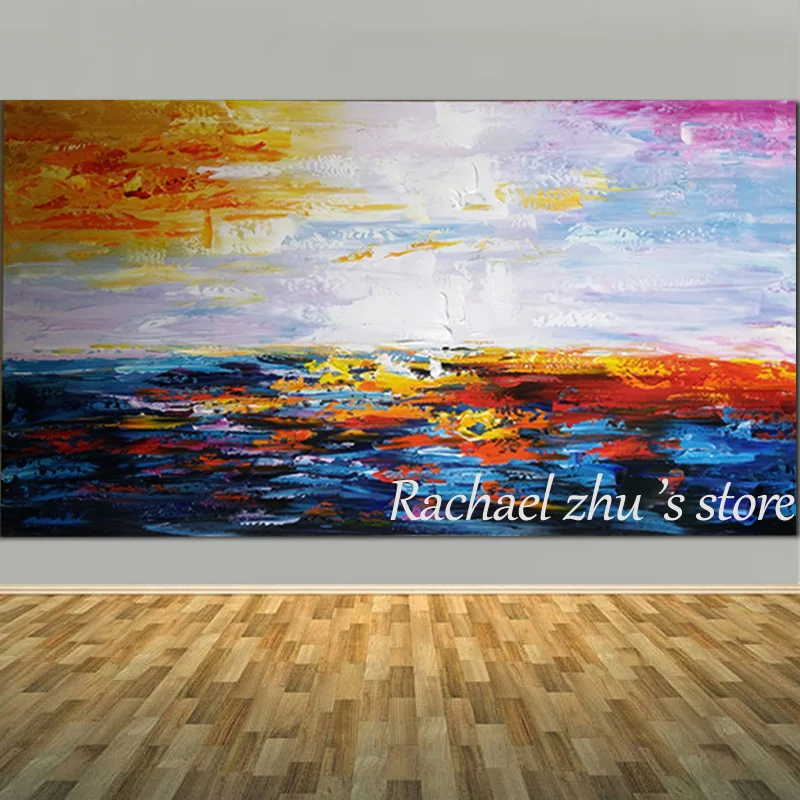 

Modern Large Size Hand Painted Abstract Seascape Oil Painting On Canvas Abstract Sea Wall Picture Bedroom Living Room Home Decor