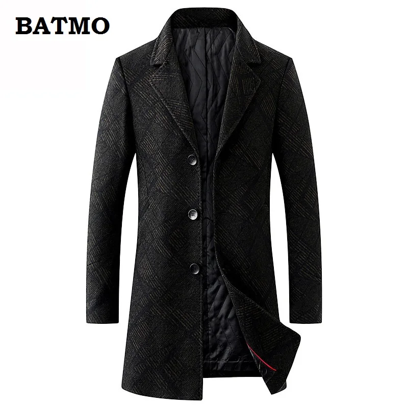BATMO 2018 Новое поступление зимнее шерстяное клетчатое пальто высокого качества для