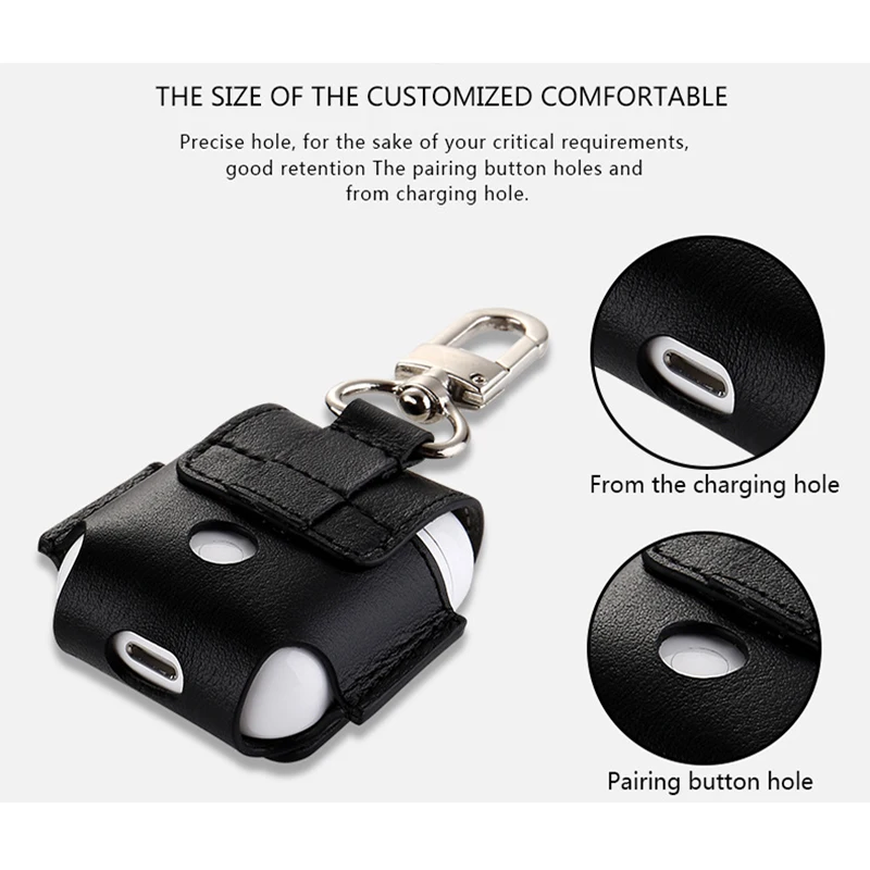 Чехол для Airpods кожаные чехлы Apple Air Pods с крючком роскошный защитный чехол Arpods Airpos