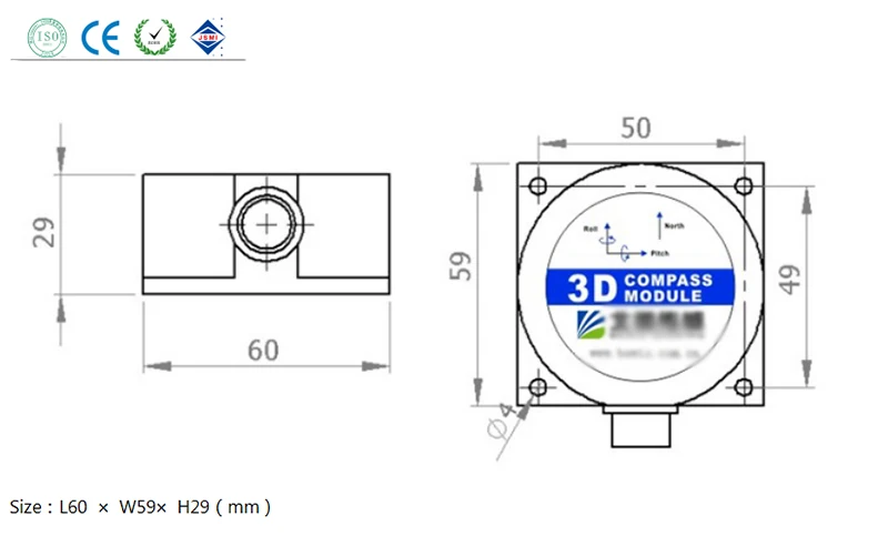 BW-AH200 курса ориентации датчики наклона ракурса Картплоттер водонепроницаемые мокасины; Динамический точность измерения 0,8 градусов RS232, 485, ttl может
