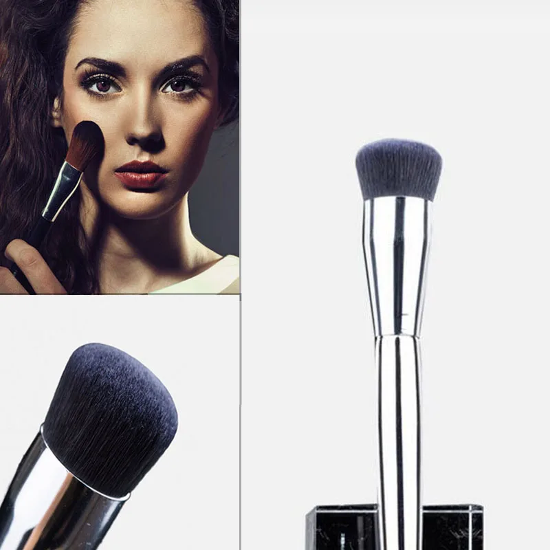 

Professional Makeup Brushes Bold Silver Plated Collection Flat Foundation Style Easy For Beauty Make up A2