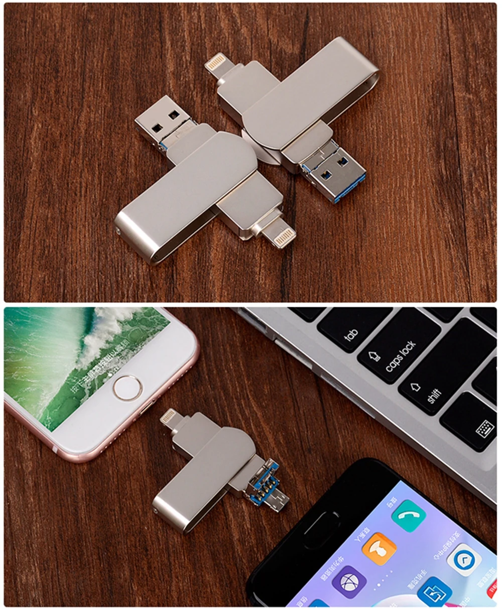3in1 телефон флэш-накопитель, 64 ГБ USB3.0 Lightning флэш-накопитель для iPhone, iPad air, iPod, Mac, ПК, Внешняя память Stick OTG-черный