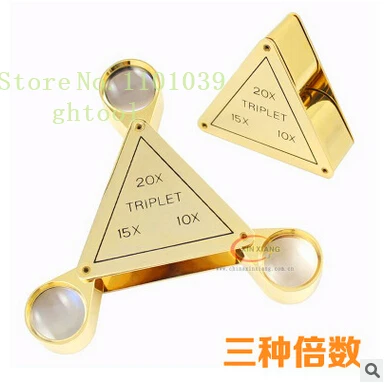

Free Shipping Jewelry Tools High Quality 10X 15X 20X Triangle Triplet Eye Loupes Gem Loupes 1pcs/lot ghtool