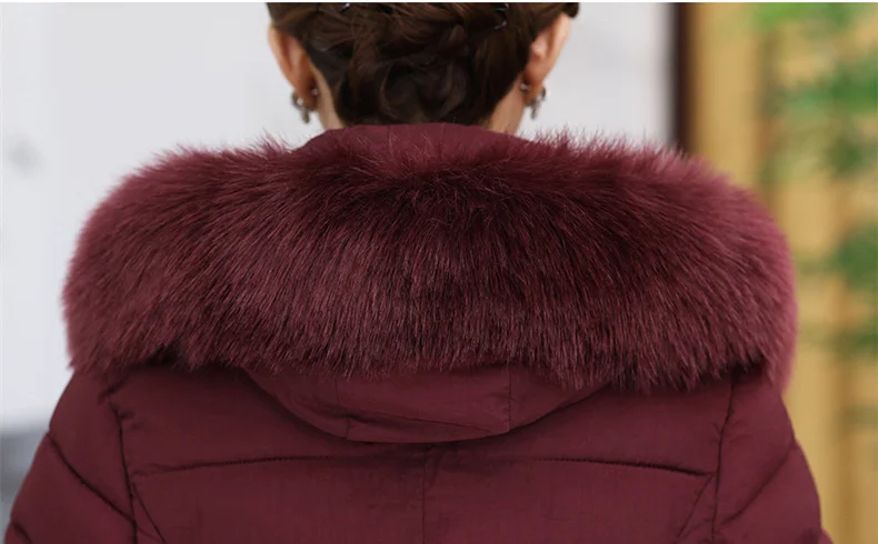 Jacket Old Womens Winter Long Parka Cotton Padded Jackets Fake Fur Collar 2018 Korean Aged Ladies Thick Coat Plus Size 5XL CH598 (15)