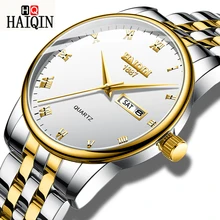 HAIQIN Watch Men Gold Steel Quartz Watches Military Sport Wristwatch Men’s Top Brand Luxury Clock Relogio Masculino 2019