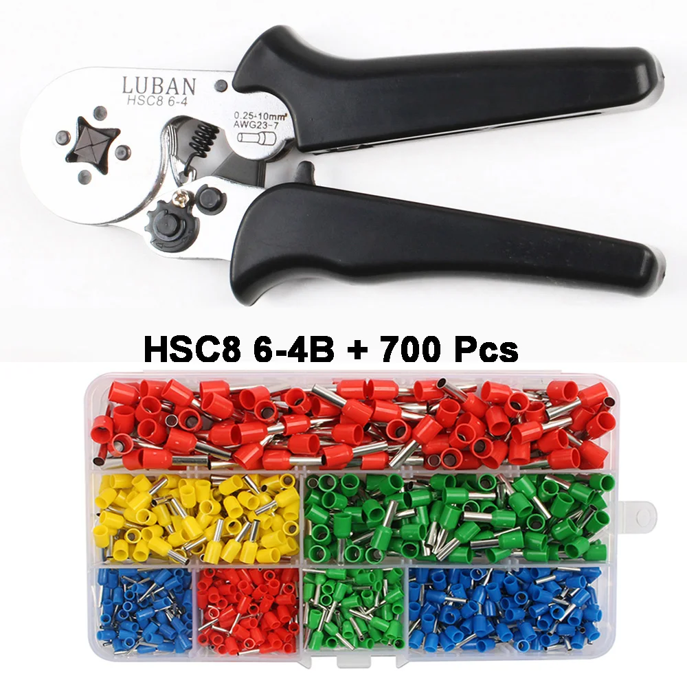HSC8 6-4B 6-4A мини-зажим инструмент обжимные плоскогубцы 0,25-6 мм2 терминалы обжимные инструменты Мультитулы руки Четырехсторонние иглы терминалы - Цвет: 6-4B 700