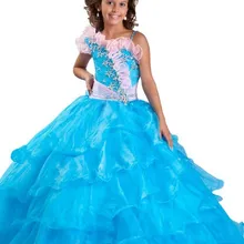 Новое поступление, бальное платье для девочек, оборки, бретели из органзы, украшенные бисером, для маленьких детей, пышные платья, Vestido Para Daminhas, новинка