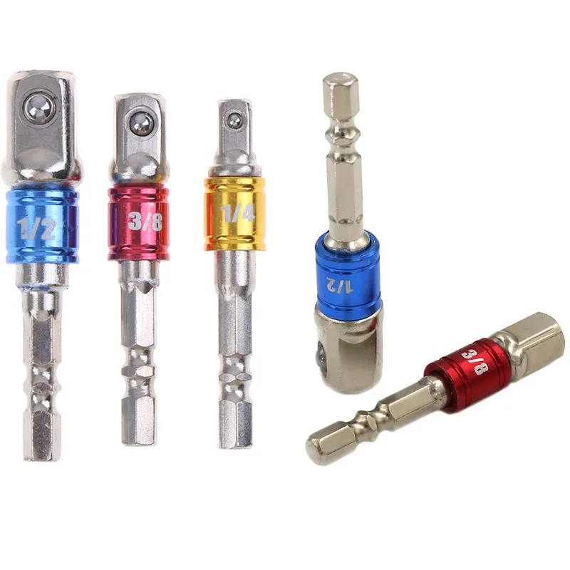 Cordless Impact Grade Driver Socket Wrench Adapter 1//4 3//8 1//2 Hex Shank Adapter impact driver
