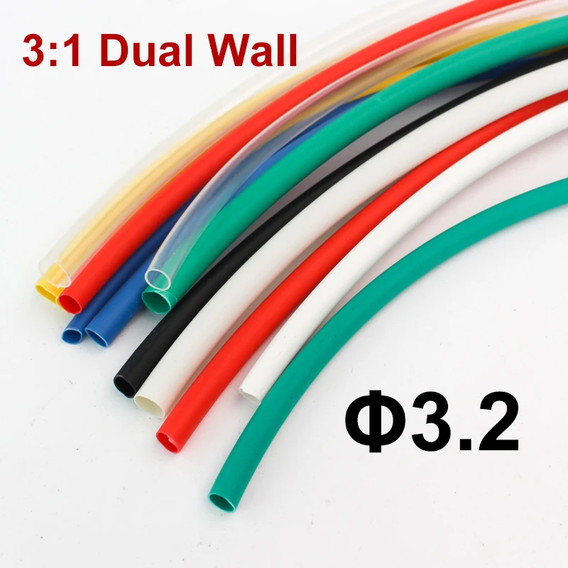 

1meter/lot 3.2mm 3:1 Heat Shrink Tube with Glue Adhesive Lined Dual Wall Shrink Tubing Wrap Wire Cable kit