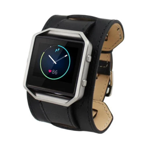 

Leather Double Tour Cuff Watch Band Strap For Fitbit Blaze Smart Watch Tracker, Bracelet type Black