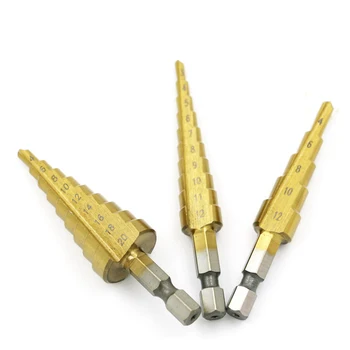

3PCS HSS Steel Large Step Cone Drill Titanium Bit Set Hole Cutter 4-20mm 4-12mm 3-12mm Metalworking