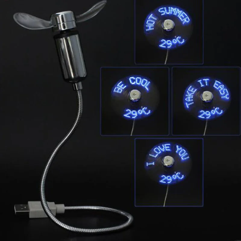 

USB Temperature Fan Mini Fan Temperature Real-time Display Creative USB Fan with Word Flash Lamp