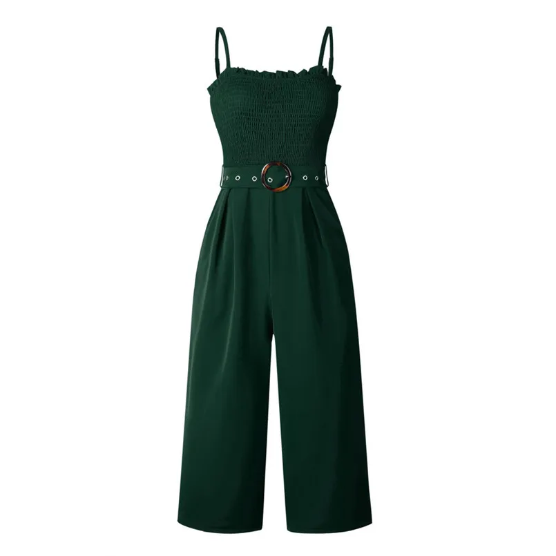 New Fashion Women Summer Sexy Slash-Neck Sleeveless Rompers Sashes Solid Jumpsuit Playsuit Office Elegant Lady Jumpsuit #4R08 (11)
