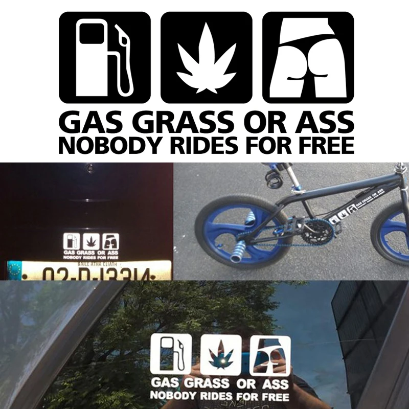 29x14cm GAS GRASS OR ASS Nobody Ride Free Car motorcycle Window Vinyl Decal Personality Funny Stickers | Автомобили и мотоциклы