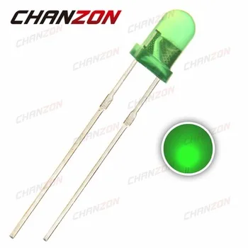 CHANZON 100pcs 3mm LED Diode Green Color Diffused DIP Round 3V Light-Emitting Diode Through Hole Light Lamp Electronic Component