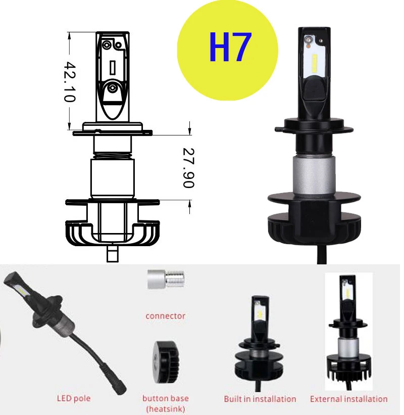 H1, H8, H9, H11, H16, 9012, HIR2, светодиодный головной светильник, лампа, светодиодные фары, набор для преобразования, противотуманный светильник, 12 В для автомобиля, автомобильный головной светильник