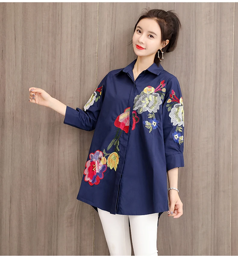 Women Blouse Embroidery Chinese Stlye Plus Size Blusa Feminina Summer Top Chemise Femme Tops Shirt Harajuku Womens Blouses (8)