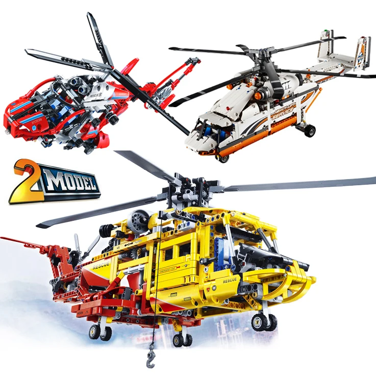 

Compatible legoed 42052 Technic MOC sets Rescue Heavy Lift Helicopter Motorized building blocks children kid toys bricks 20002