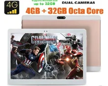 Nueva Llegada de 10 pulgadas 4G LTE Tablet PC 8.0MP 1920*1200 Núcleo Octa 4 GB RAM 64 GB ROM Dual SIM HD IPS Android 6.0 GPS tabletas 10.1