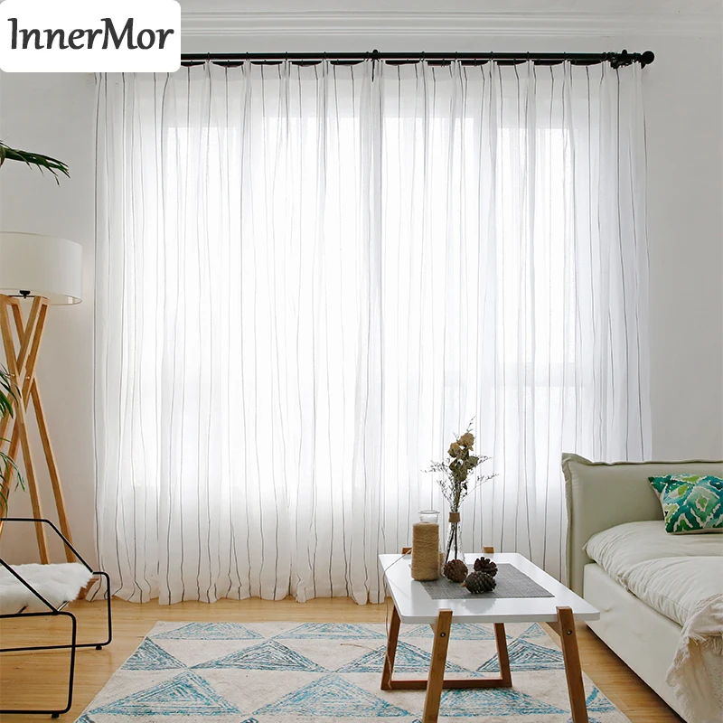 Innermor белый полосатый фатин шторы для гостиной мягкие тюль на окна жаккардовые