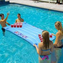 High quality!PVC Inflatable Beer Pong Ball Table Water Floating Raft Lounge Pool Drinking Game 24 Cups Holder,Free shipping