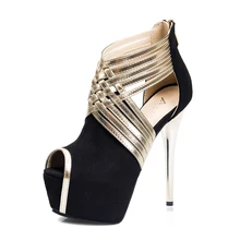 Patchwork Wedding Bridal Party Clubwear Shoes Women Peep Toe Weave Ankle Strap Boots Summer Platform Ultra High Heel Fetish Shoe