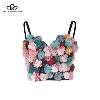 

Heydress Flower Patchwork Sexy Women Vest Sleeveless Hit Colors Strapless Crop Top Female Casual Summer 2019 Fashion New