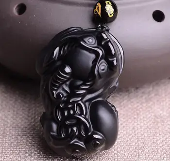 

Natural Obsidian Pendant Scrub Men and Women Couple Crystal Pendant o12#