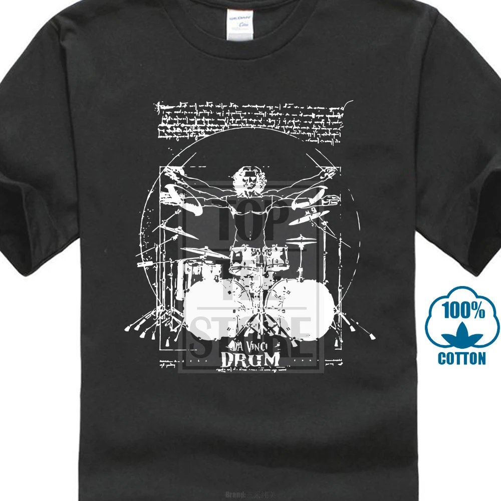 

Drums Da Vinci T Shirt Vitruvian Man Drummer Vintage Retro Distressed Sticks