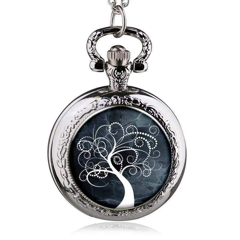 Новые модные кварцевые карманные часы с рисунком дерева брелок ожерелье лучший подарок для мужчин женщин HB951-32