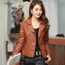 FTLZZ, большие размеры 4XL, куртка из искусственной кожи, осенняя женская тонкая верхняя одежда, пальто на молнии, Roupas De Couro, женское элегантное пальто в стиле панк